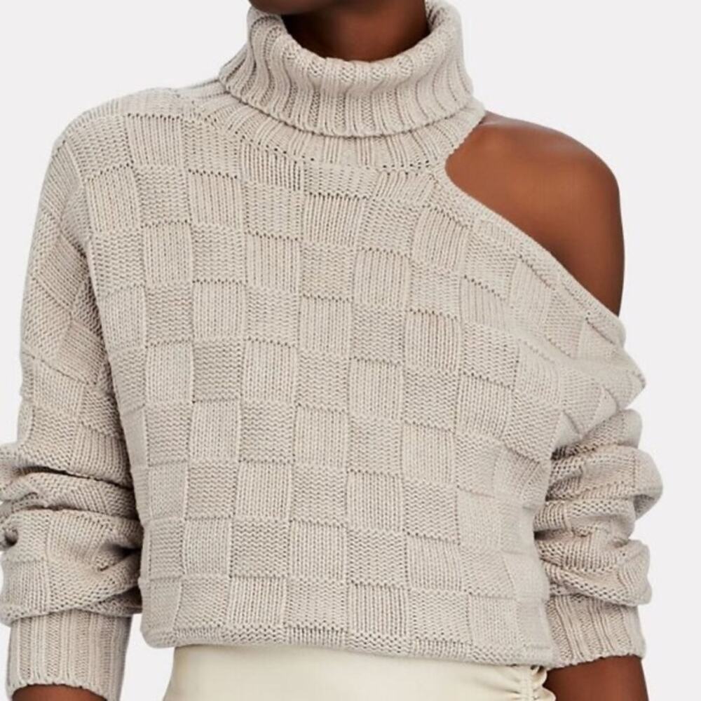 STAUD Cream Turtleneck Sweater